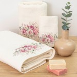 Πετσέτα Προσώπου (50x90) Mε Ψηφιακή Εκτύπωση Στη Φάσα Borea Agnes Εκρού