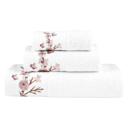 Σετ 3τεμ Πετσέτες (Χειρός|Προσώπου|Λουτρού) Borea Cherry Blossom Λευκό