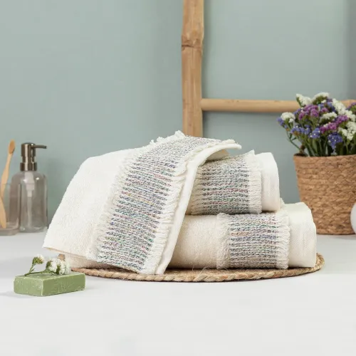 Σετ Πετσέτες 3 τεμ (Χειρός|Προσώπου|Λουτρού) Βαμβακερές Με Πλεκτή Δαντέλα Borea Era Εκρού