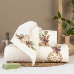 Σετ Πετσέτες 3 τεμ (Χειρός|Προσώπου|Λουτρού) Με Ψηφιακή Εκτύπωση Στη Φάσα Borea Florence Εκρού