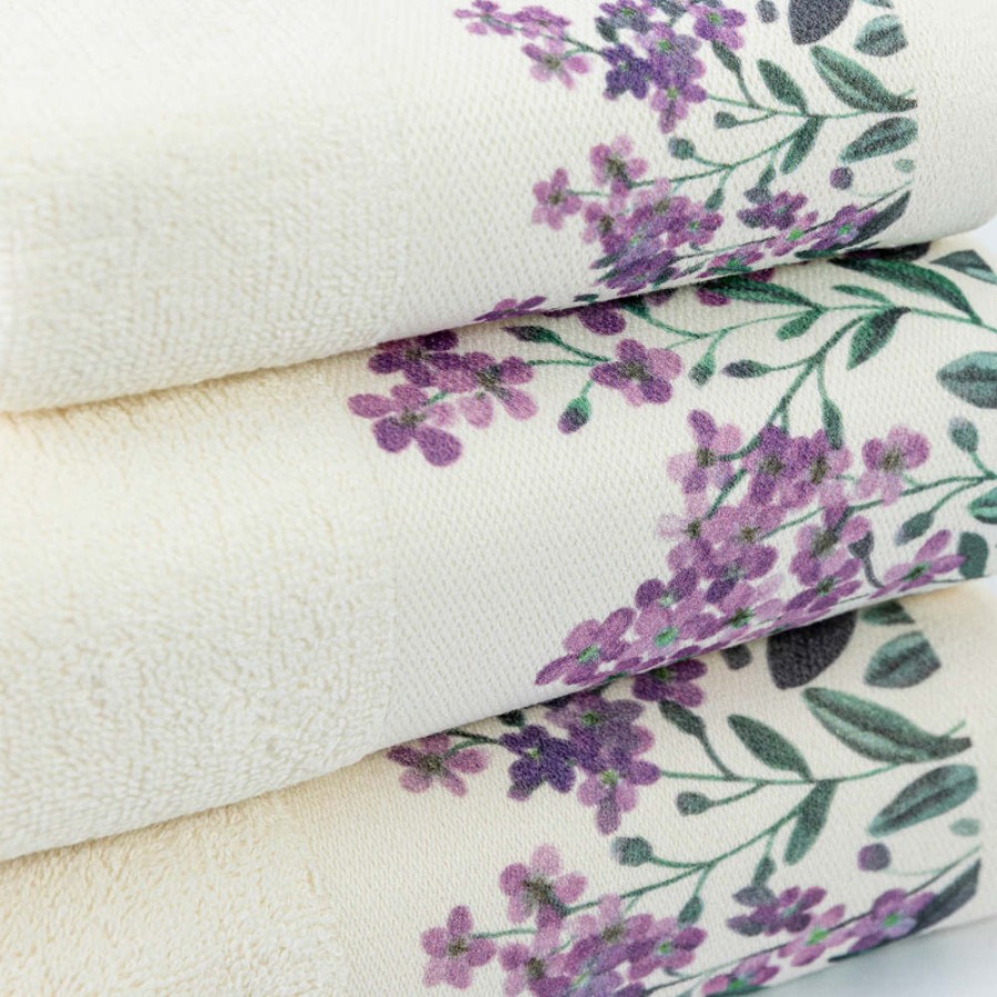 Πετσέτα Προσώπου (50x90) Mε Ψηφιακή Εκτύπωση Στη Φάσα Borea Forget Me Not Εκρού