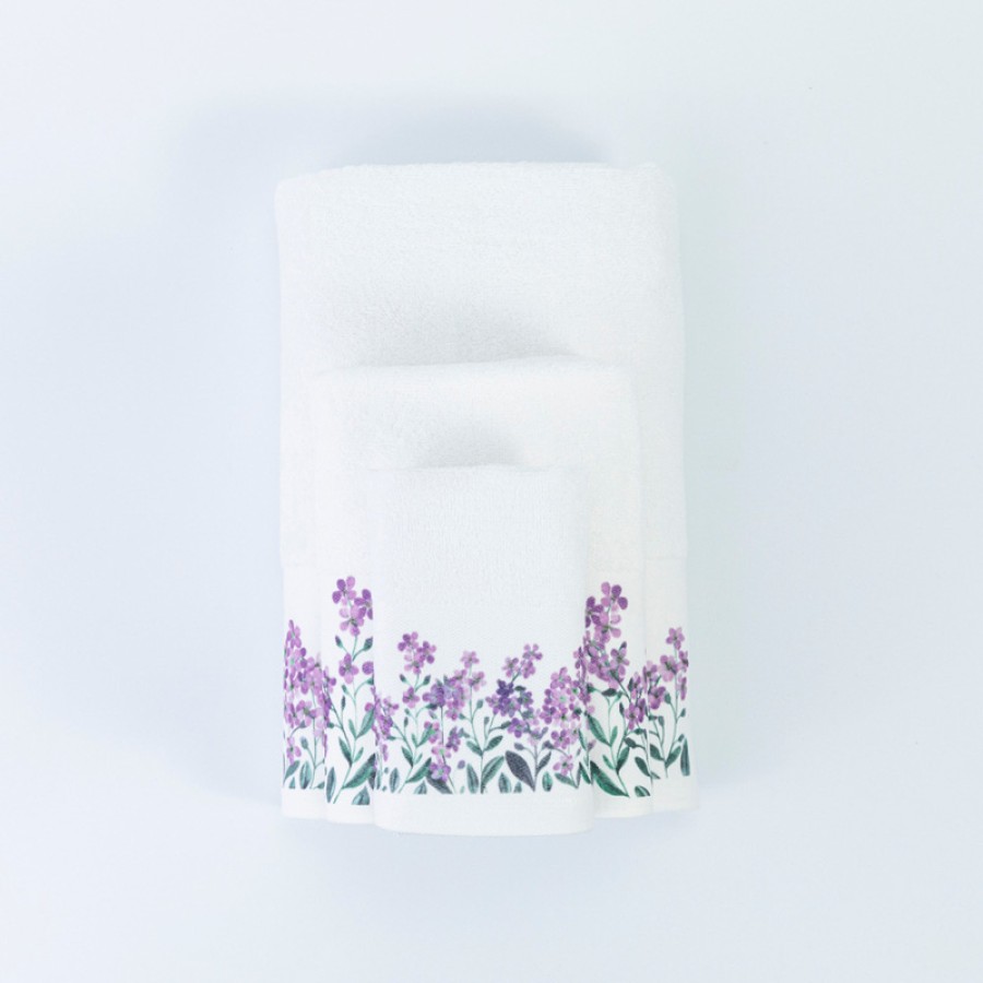 Πετσέτα Προσώπου (50x90) Mε Ψηφιακή Εκτύπωση Στη Φάσα Borea Forget Me Not Λευκό