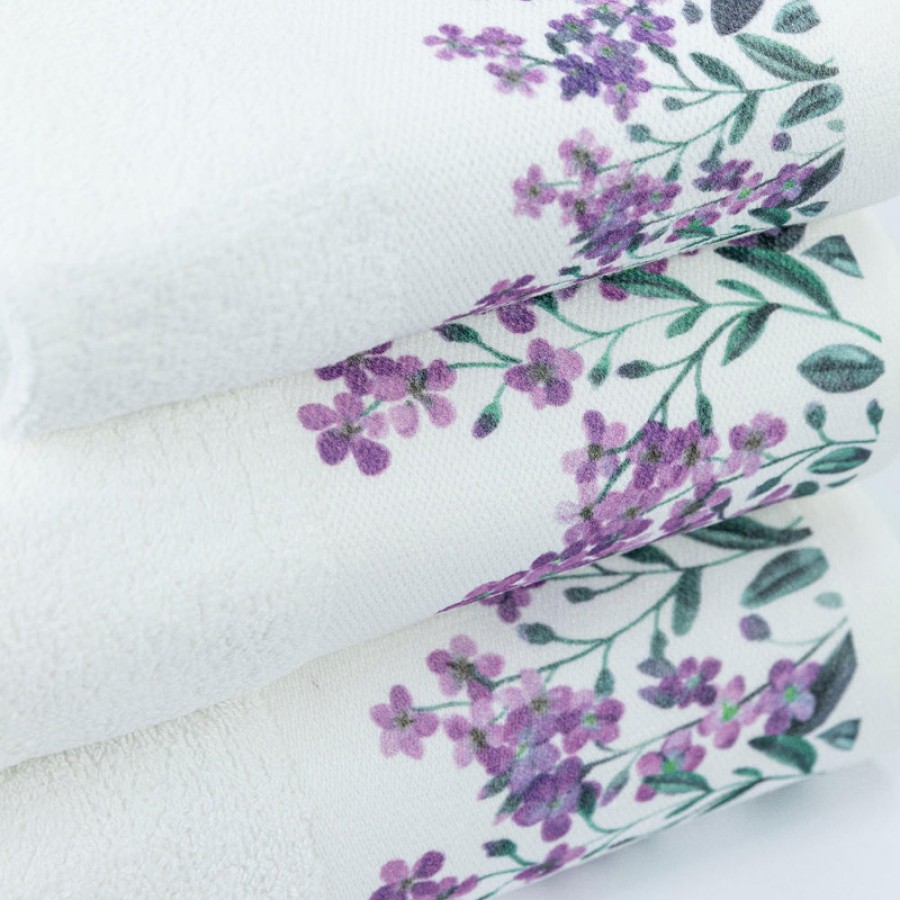 Πετσέτα Προσώπου (50x90) Mε Ψηφιακή Εκτύπωση Στη Φάσα Borea Forget Me Not Λευκό