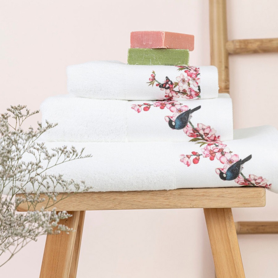 Πετσέτα Προσώπου (50x90) Με Ψηφιακή Εκτύπωση Στη Φάσα Borea Fuji Λευκό