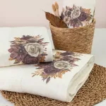 Πετσέτα Προσώπου (50x90) Βαμβακερή με Ψηφιακή Εκτύπωση Στη Φασα Borea Gerbera Εκρού