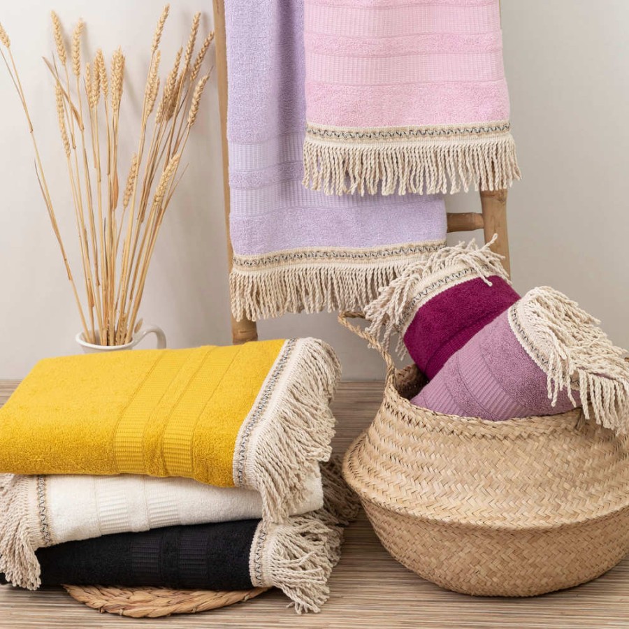 Πετσέτα θαλάσσης (90x160) Borea Glamorous μουσταρδί