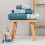 Σετ Πετσέτες 2 τεμ (Χειρός|Προσώπου) Με Υφασμάτινη Φάσα Borea Lorenzo Πετρόλ