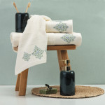 Πετσέτα Προσώπου (50x90) Mε Ψηφιακή Εκτύπωση Στη Φάσα Borea Damask Εκρού