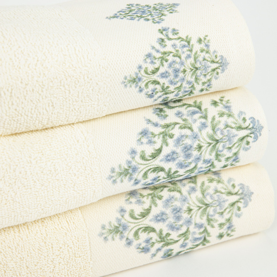 Σετ Πετσέτες 3 τεμ (Χειρός|Προσώπου|Λουτρού) Με Ψηφιακή Εκτύπωση Στη Φάσα Borea Damask Εκρού