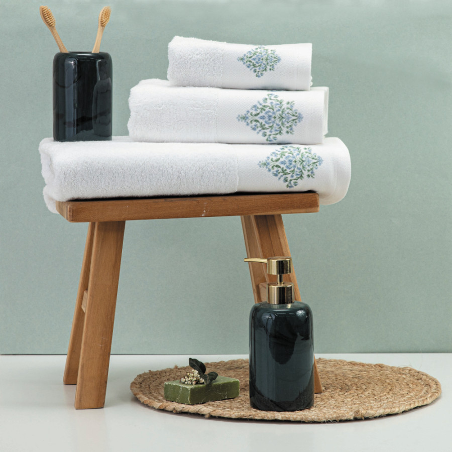 Πετσέτα Προσώπου (50x90) Mε Ψηφιακή Εκτύπωση Στη Φάσα Borea Damask Λευκό