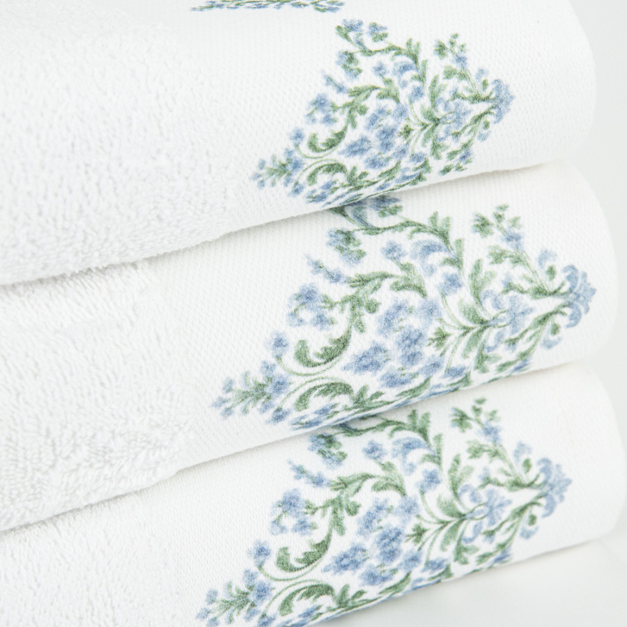 Πετσέτα Προσώπου (50x90) Mε Ψηφιακή Εκτύπωση Στη Φάσα Borea Damask Λευκό