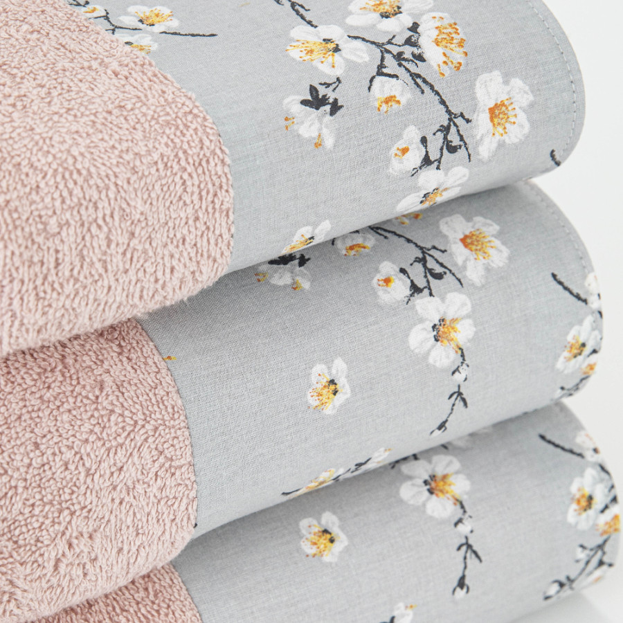 Σετ Πετσέτες 3 τεμ (Χειρός|Προσώπου|Λουτρού) Με Υφασμάτινη Φάσα Borea Jasmine Πούδρα