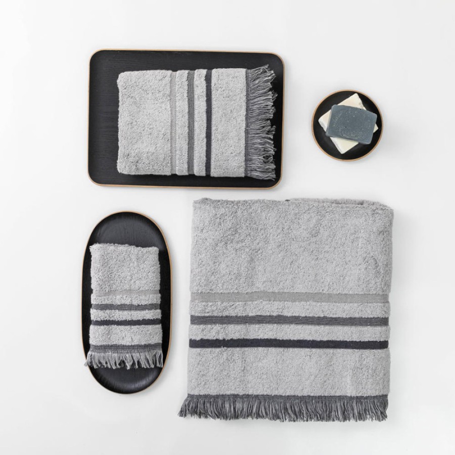 Σετ Πετσέτες 3 τεμ (Χειρός|Προσώπου|Λουτρού) Borea Jill Ανθρακί