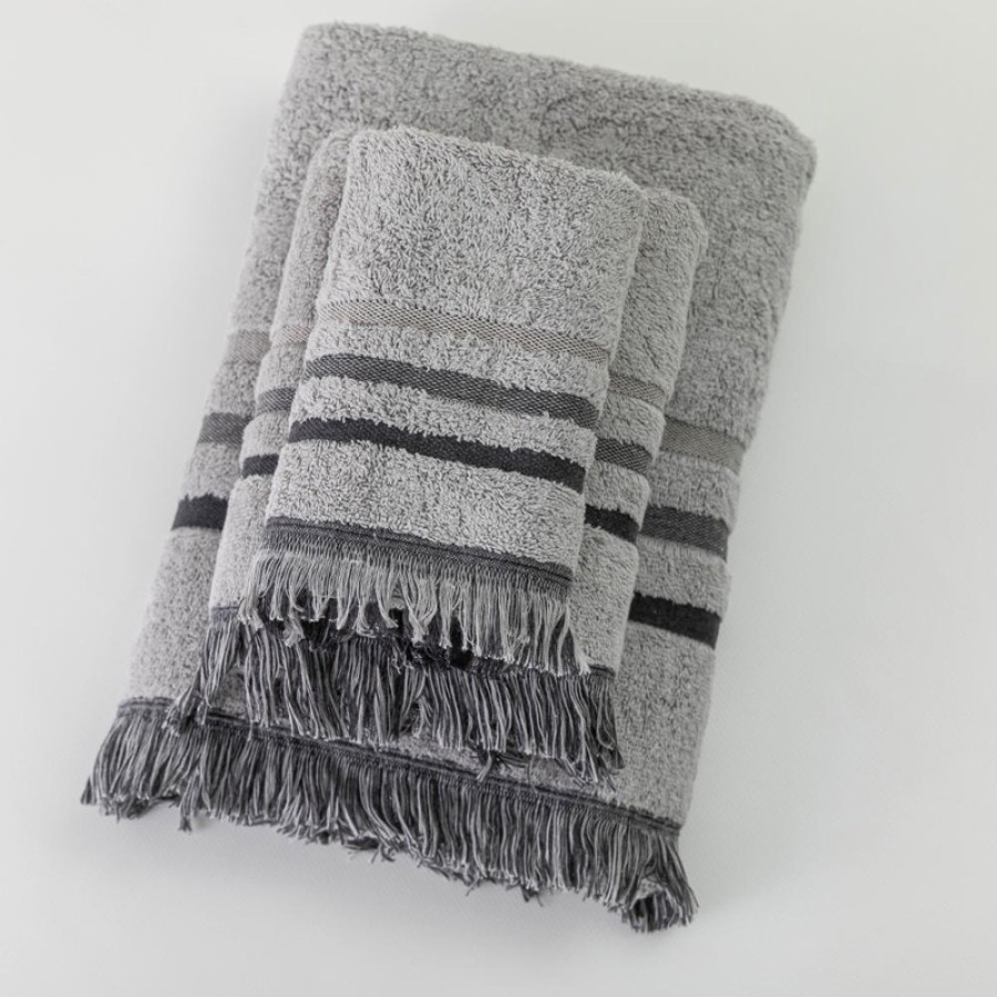 Σετ Πετσέτες 3 τεμ (Χειρός|Προσώπου|Λουτρού) Borea Jill Ανθρακί