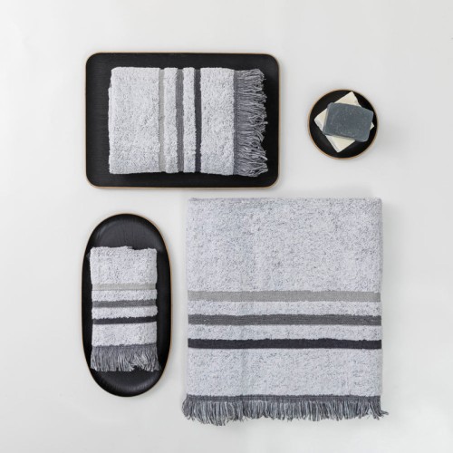 Σετ Πετσέτες 3 τεμ (Χειρός|Προσώπου|Λουτρού) Borea Jill Γκρι