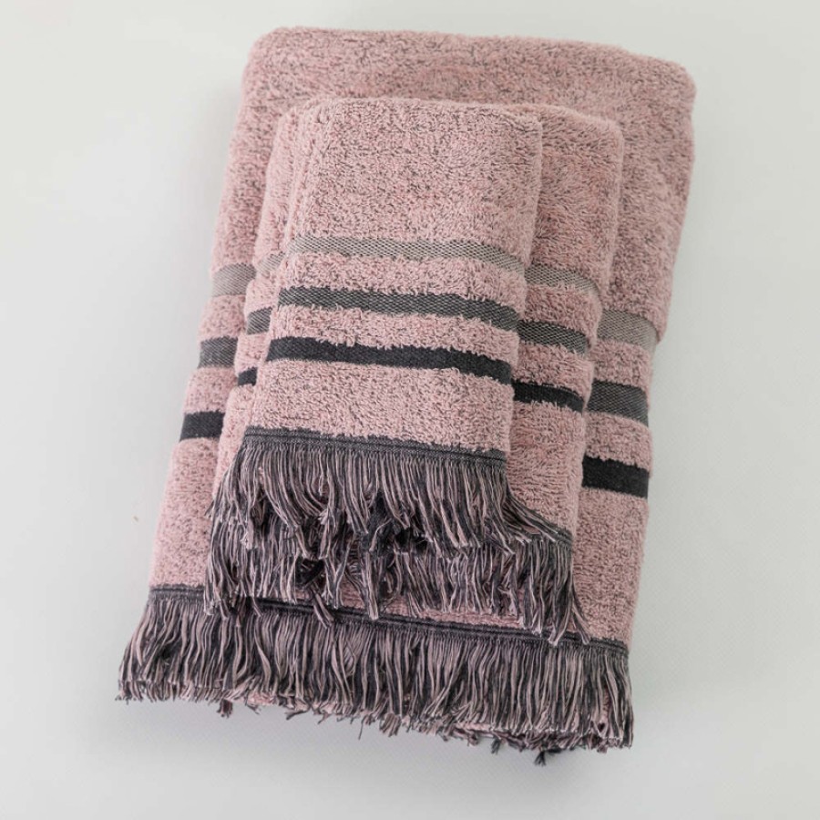 Σετ Πετσέτες 3 τεμ (Χειρός|Προσώπου|Λουτρού) Borea Jill Ροζέ