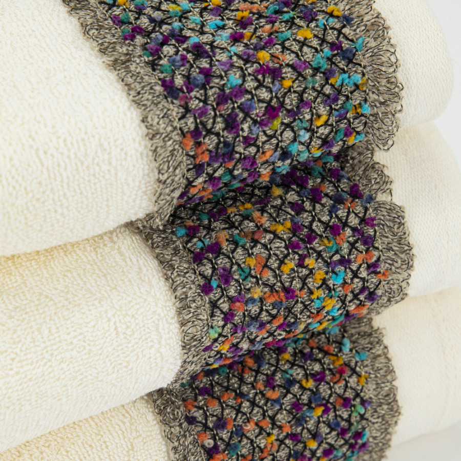 Σετ Πετσέτες 2 τεμ (Χειρός|Προσώπου) Βαμβακερές Με Σενίλ Δαντέλα Borea Jules Εκρού