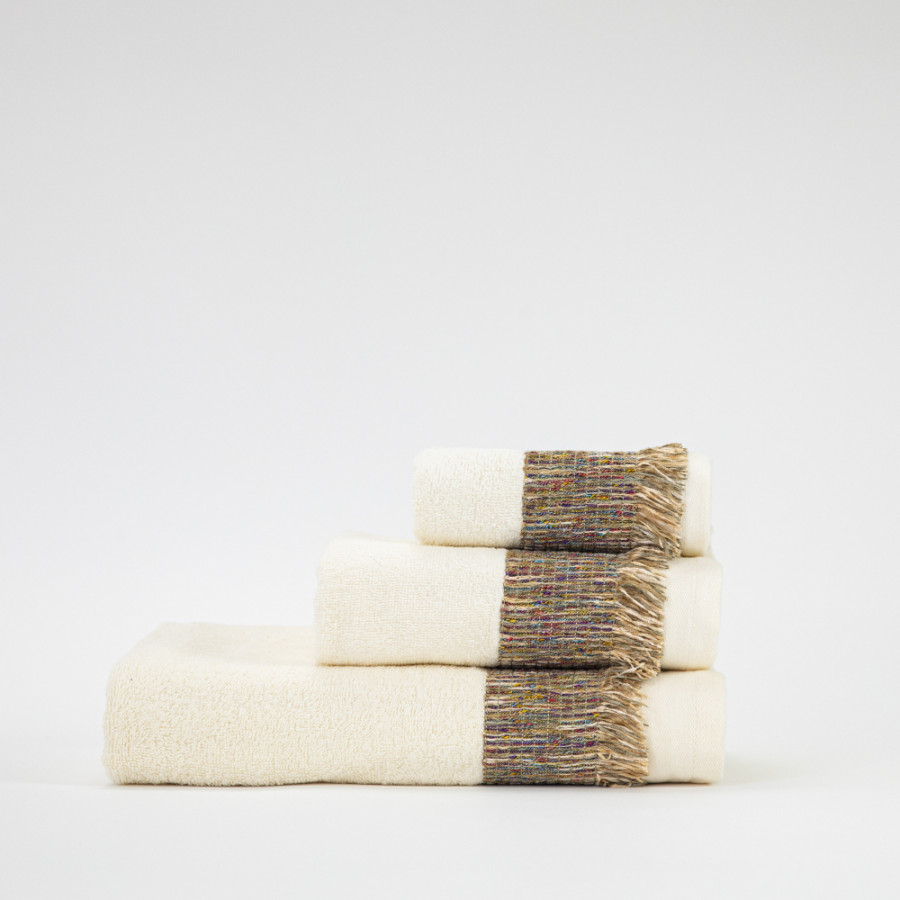 Σετ Πετσέτες 2 τεμ (Χειρός|Προσώπου) Βαμβακερές Με Σενίλ Δαντέλα Borea Jules Εκρού