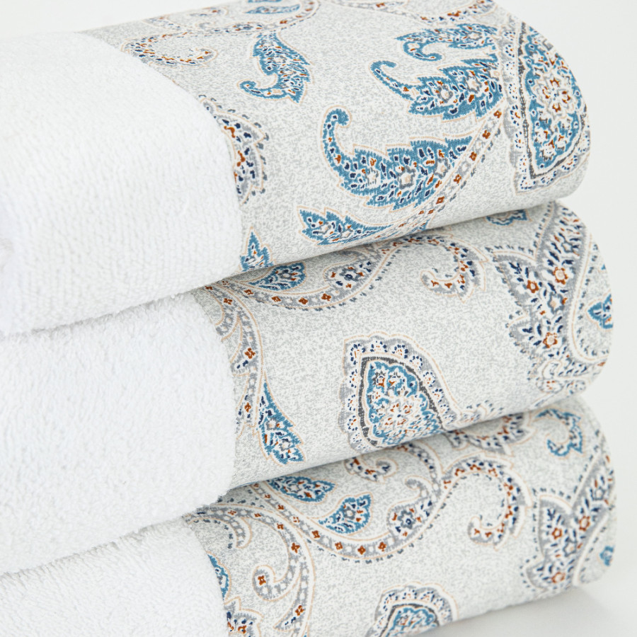 Σετ Πετσέτες 3 τεμ (Χειρός|Προσώπου|Λουτρού) Με Υφασμάτινη Φάσα Borea Lorenzo Λευκό