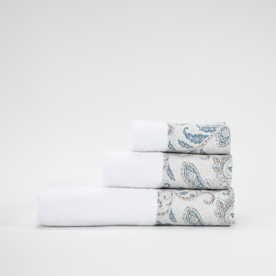 Σετ Πετσέτες 3 τεμ (Χειρός|Προσώπου|Λουτρού) Με Υφασμάτινη Φάσα Borea Lorenzo Λευκό