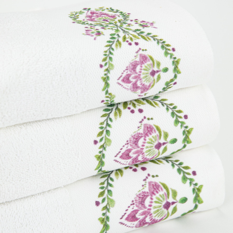 Σετ Πετσέτες 3 τεμ (Χειρός|Προσώπου|Λουτρού) Με Ψηφιακή Εκτύπωση Στη Φάσα Borea Lotus Λευκό