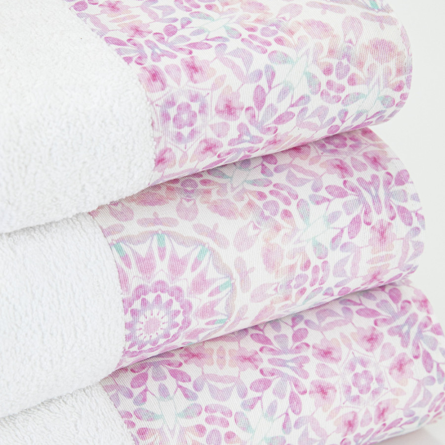 Σετ Πετσέτες 3 τεμ (Χειρός|Προσώπου|Λουτρού) Με Υφασμάτινη Φάσα Borea Μάνταλα Λευκό