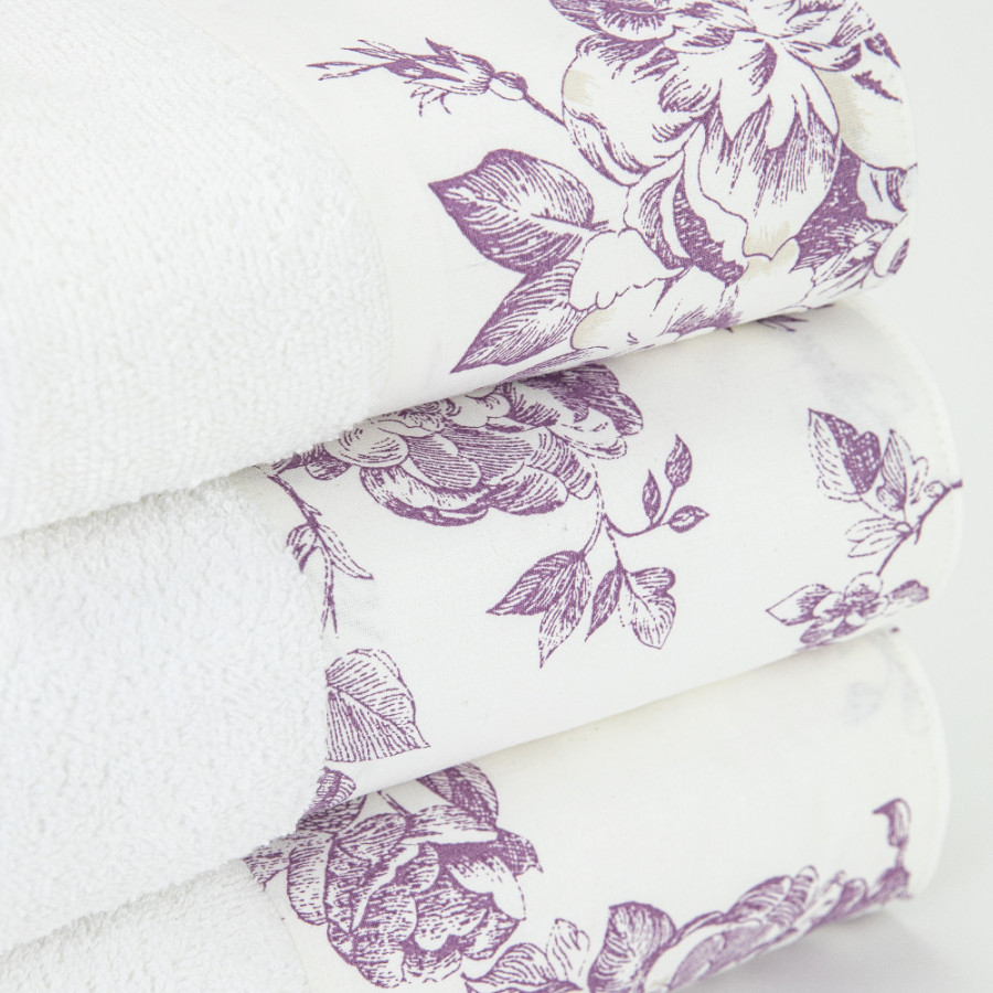 Σετ Πετσέτες 3 τεμ (Χειρός|Προσώπου|Λουτρού) Με Υφασμάτινη Φάσα Borea Rosine Λευκό