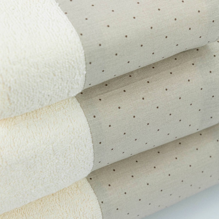 Σετ Πετσέτες 3 τεμ (Χειρός|Προσώπου|Λουτρού) Με Υφασμάτινη Φάσα Borea Pois Εκρού