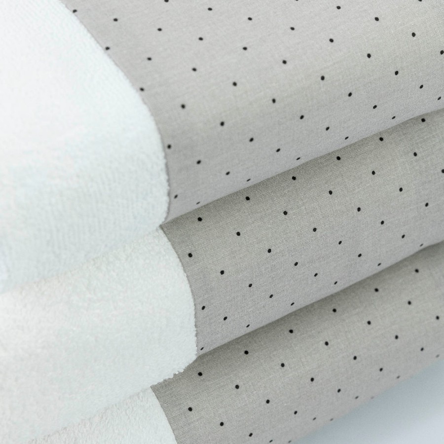 Σετ Πετσέτες 3 τεμ (Χειρός|Προσώπου|Λουτρού) Με Υφασμάτινη Φάσα Borea Pois Λευκό