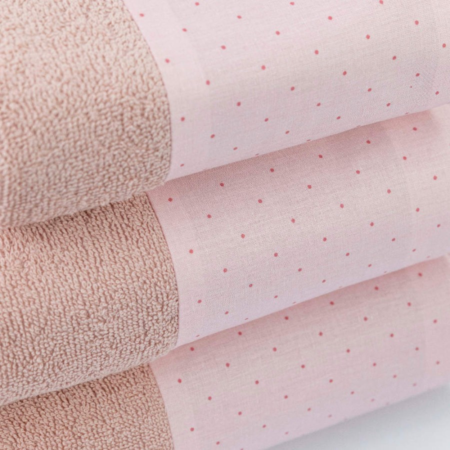 Σετ Πετσέτες 3 τεμ (Χειρός|Προσώπου|Λουτρού) Με Υφασμάτινη Φάσα Borea Pois Πούδρα