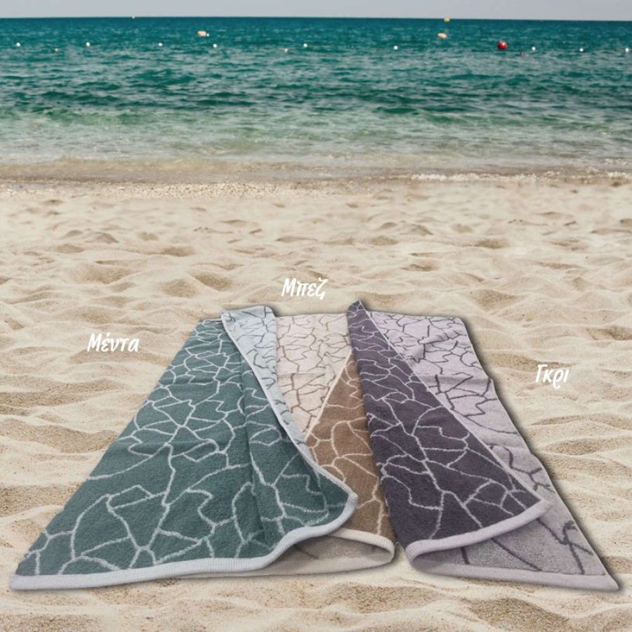 Πετσέτα θαλάσσης (86x160) φροτέ ζακάρ Borea Stone μπεζ