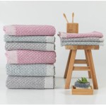 Πετσέτα Προσώπου (50x90) Βαμβακερή Γεωμετρικό Σχέδιο Και Κρόσσι Borea Triangle Μαύρο