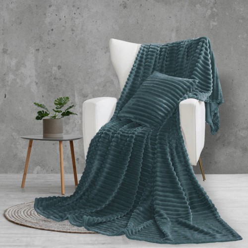 Ριχτάρια για Τριθέσιο Καναπέ (170x280) Flannel με αντιολισθητική επένδυση Borea Adeline Πράσινο