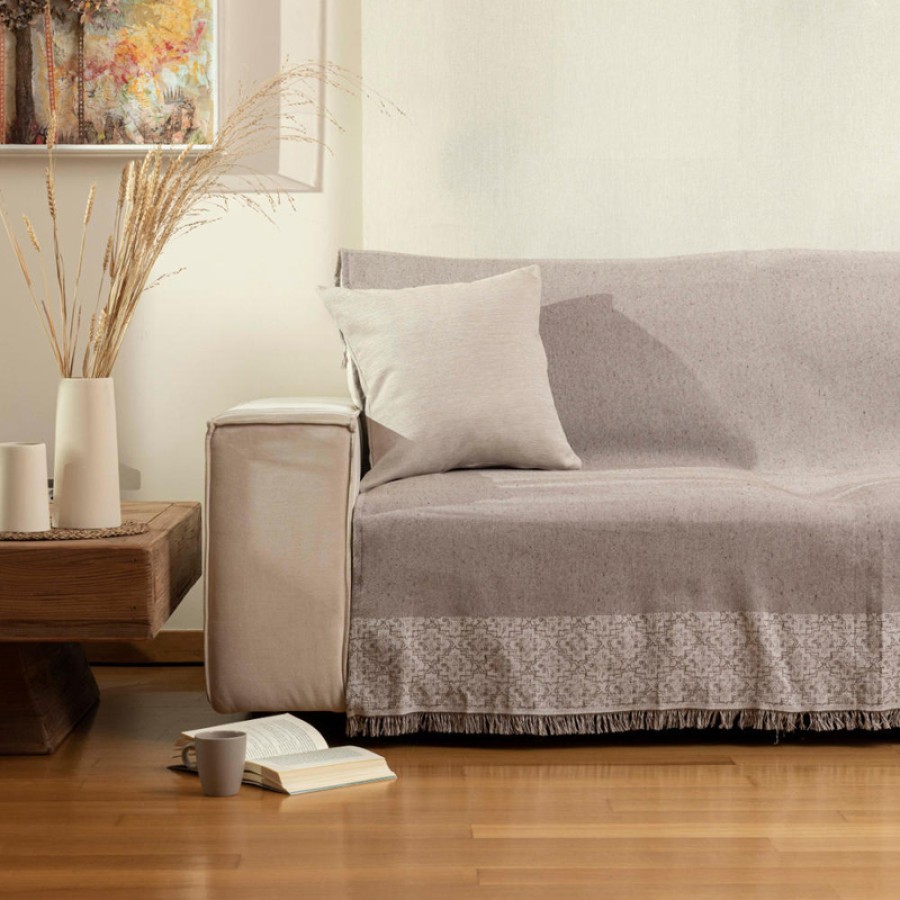 Ριχτάρι για Πολυθρόνα (180x180) Βαμβακερό Borea Iris Καφέ