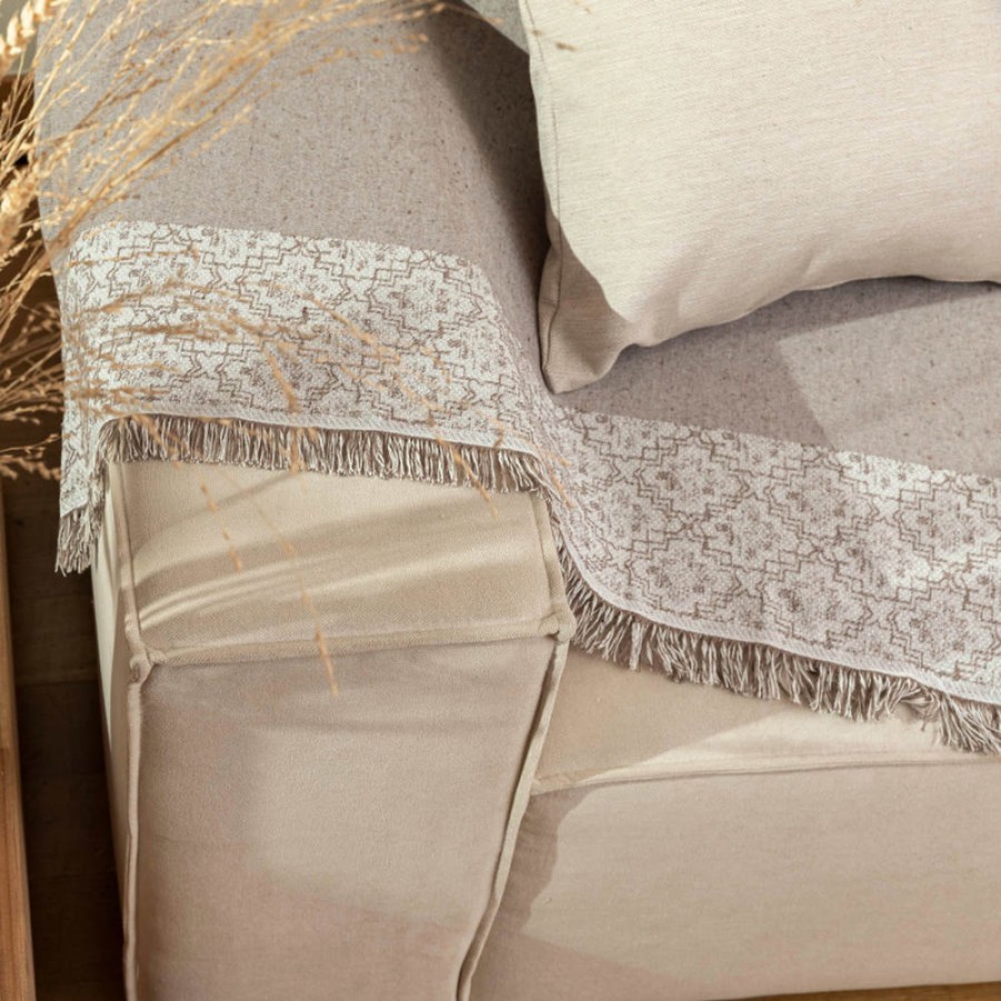 Ριχτάρι για Πολυθρόνα (180x180) Βαμβακερό Borea Iris Καφέ