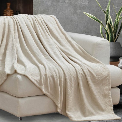 Ριχτάρια για Πολυθρόνα (170x170) Flannel με αντιολισθητική επένδυση Borea Jungle Εκρού