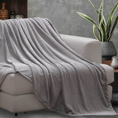 Ριχτάρια για Διθέσιο Καναπέ (170x240) Flannel με αντιολισθητική επένδυση Borea Jungle Γκρι