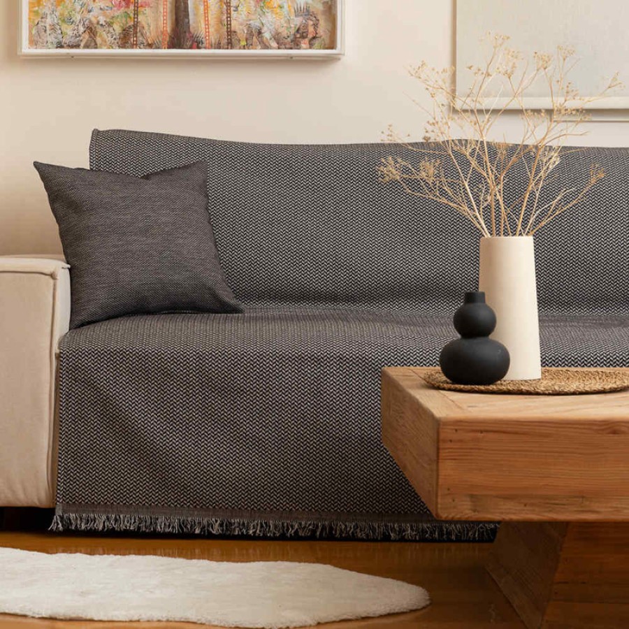 Ριχτάρια για Πολυθρόνα (180x180) Σενίλ Borea Sicily Μαύρο