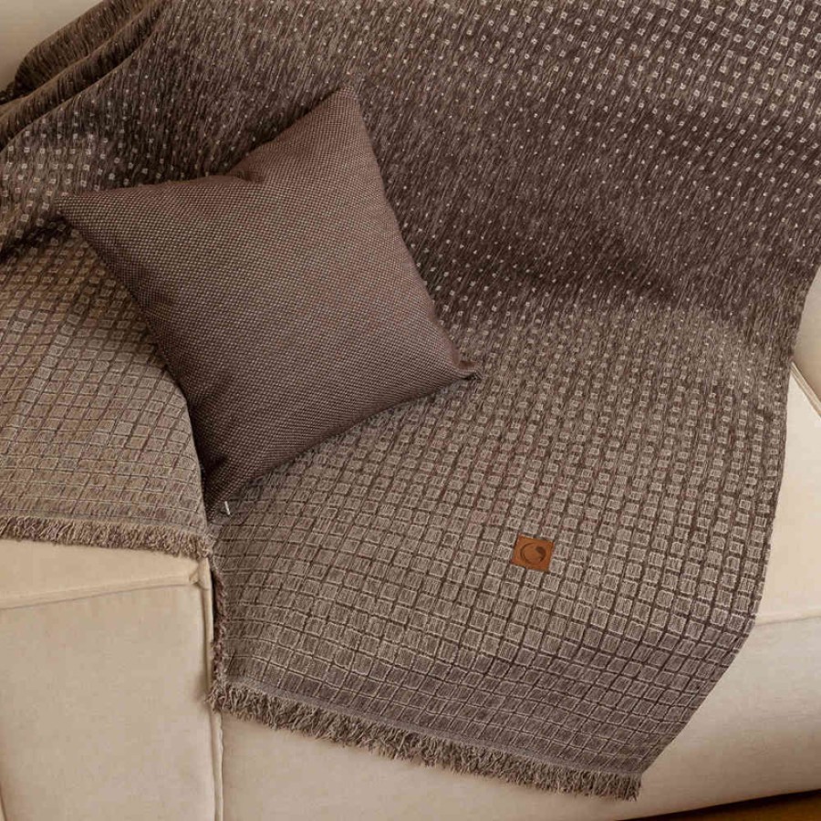 Ριχτάρια για Πολυθρόνα (180x180) Σενίλ Borea Solana Καφέ