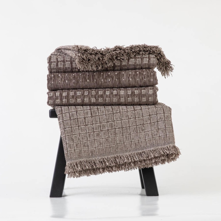 Ριχτάρια για Πολυθρόνα (180x180) Σενίλ Borea Solana Καφέ