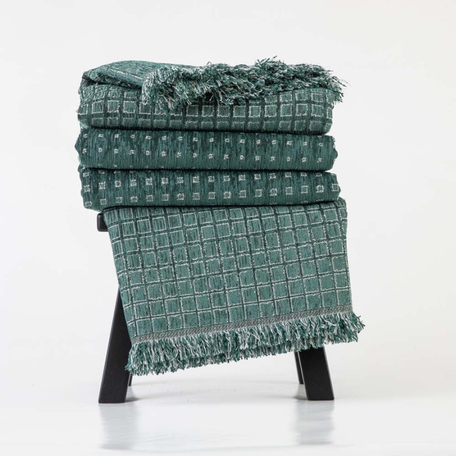 Ριχτάρια για Πολυθρόνα (180x180) Σενίλ Borea Solana Πράσινο