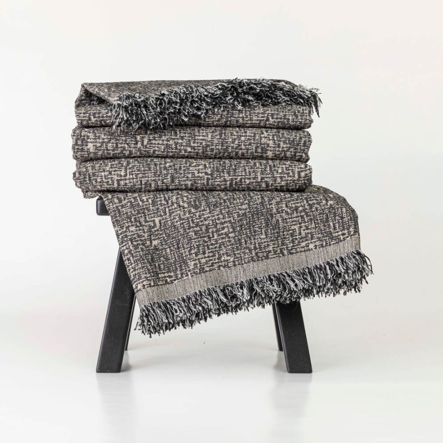 Ριχτάρια για Πολυθρόνα (180x180) Σενίλ Borea Tile Μαύρο