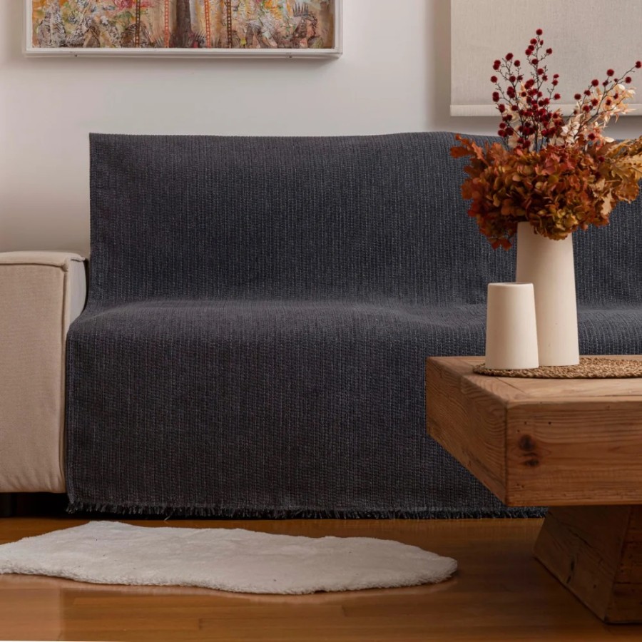 Ριχτάρια για Πολυθρόνα (180x180) Σενίλ Borea Velvet Γκρι