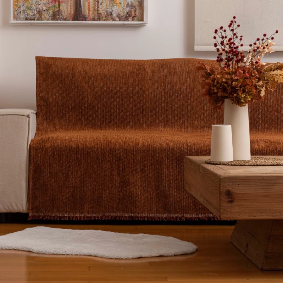 Ριχτάρια για Πολυθρόνα (180x180) Σενίλ Borea Velvet Κάμελ