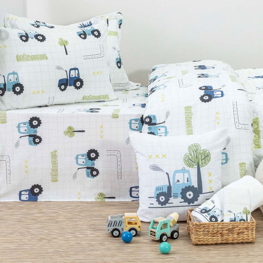 Σετ Σεντόνια μονά παιδικά (160x250) Βαμβακερά Borea Trucky