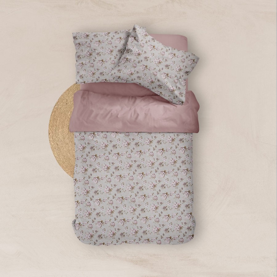 Σετ Σεντόνια Υπέρδιπλα (240x260) Βαμβακερά Μερσεριζέ Borea Smart Line Αγριολούλουδο Μπεζ