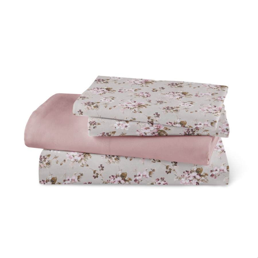 Σετ Σεντόνια Υπέρδιπλα (240x260) Βαμβακερά Μερσεριζέ Borea Smart Line Αγριολούλουδο Μπεζ