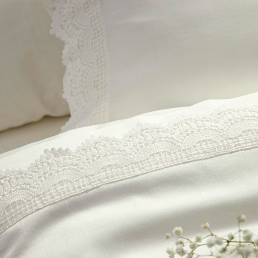 Σετ Σεντόνια 4 τεμ Yπέρδιπλα (240x280) Βαμβακερά Νυφικά Borea Arabesk Εκρού