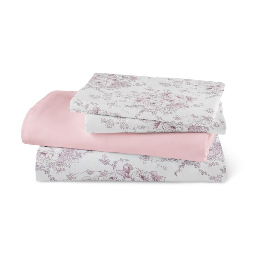 Σετ Σεντόνια Υπέρδιπλα (240x260) Βαμβακερά Μερσεριζέ Borea Smart Line Beatrice Ροζέ