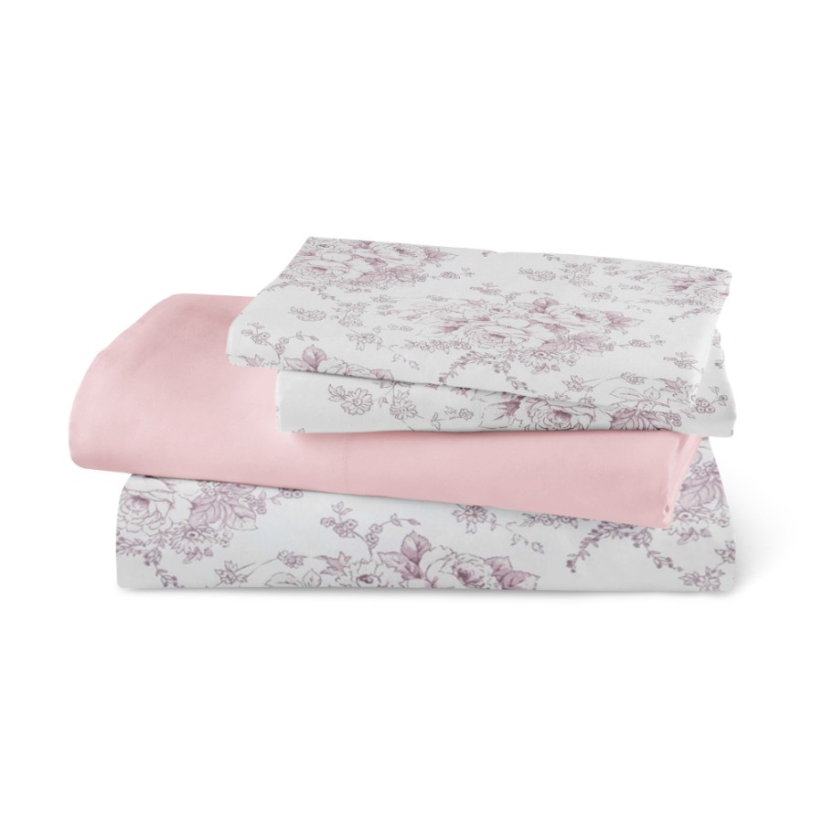 Σετ Σεντόνια Υπέρδιπλα (240x260) Βαμβακερά Μερσεριζέ Borea Smart Line Beatrice Ροζέ